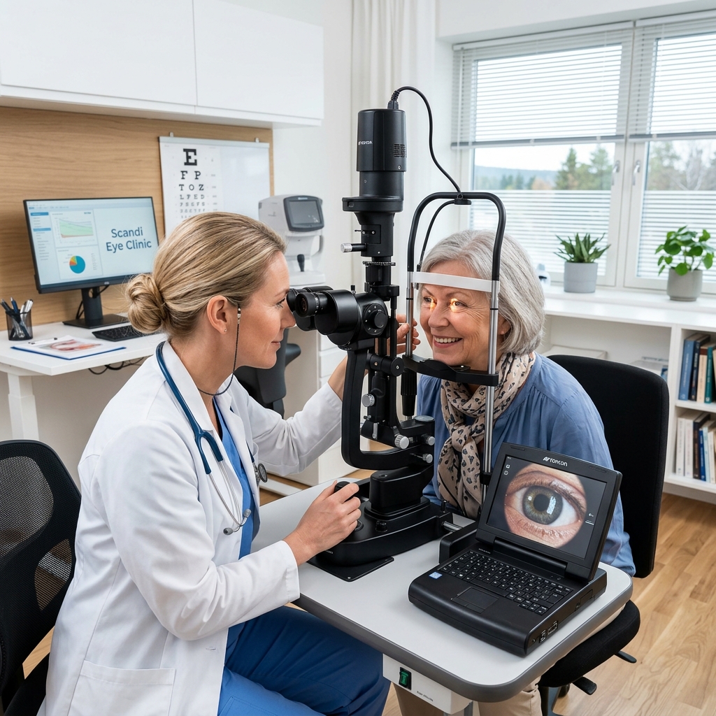 Ophthalmologist performing eye examination at Lumina Eye Clinic